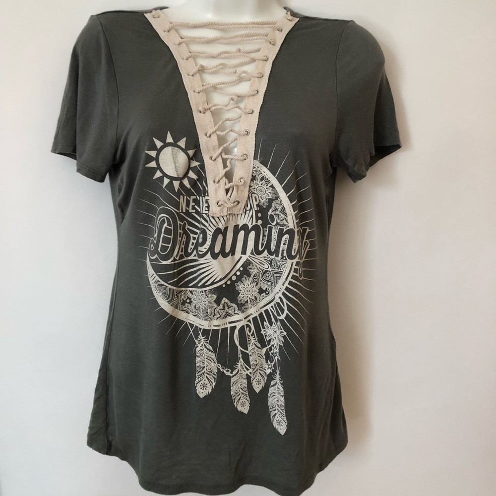 Olive Green Tie-Up V Neck